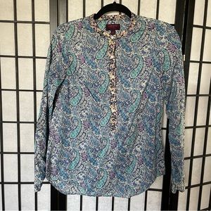 J Crew Liberty of London print Half Placket Popover Top Ladies 2